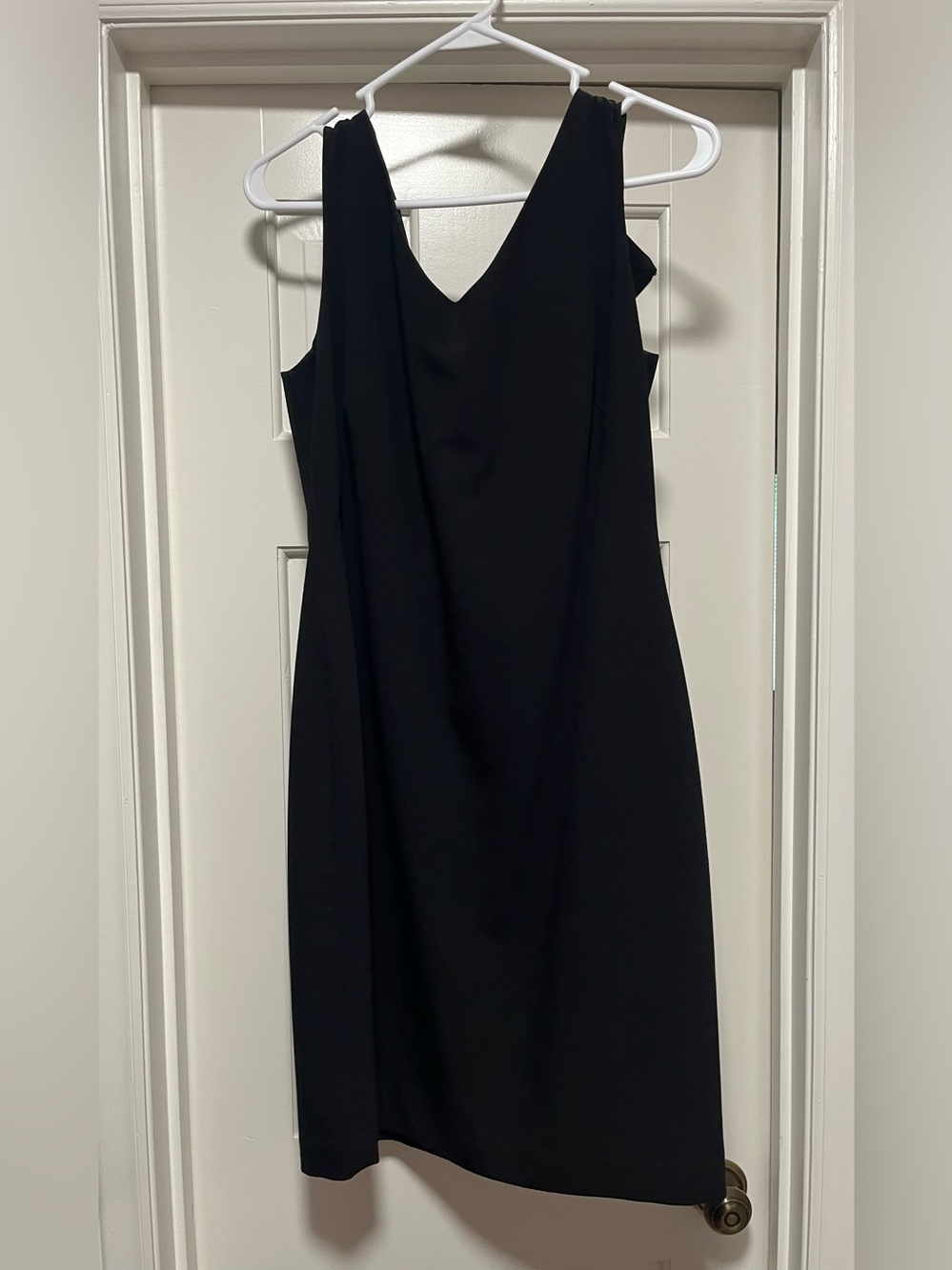 Classic Black V-Neck Shift Dress - Women's